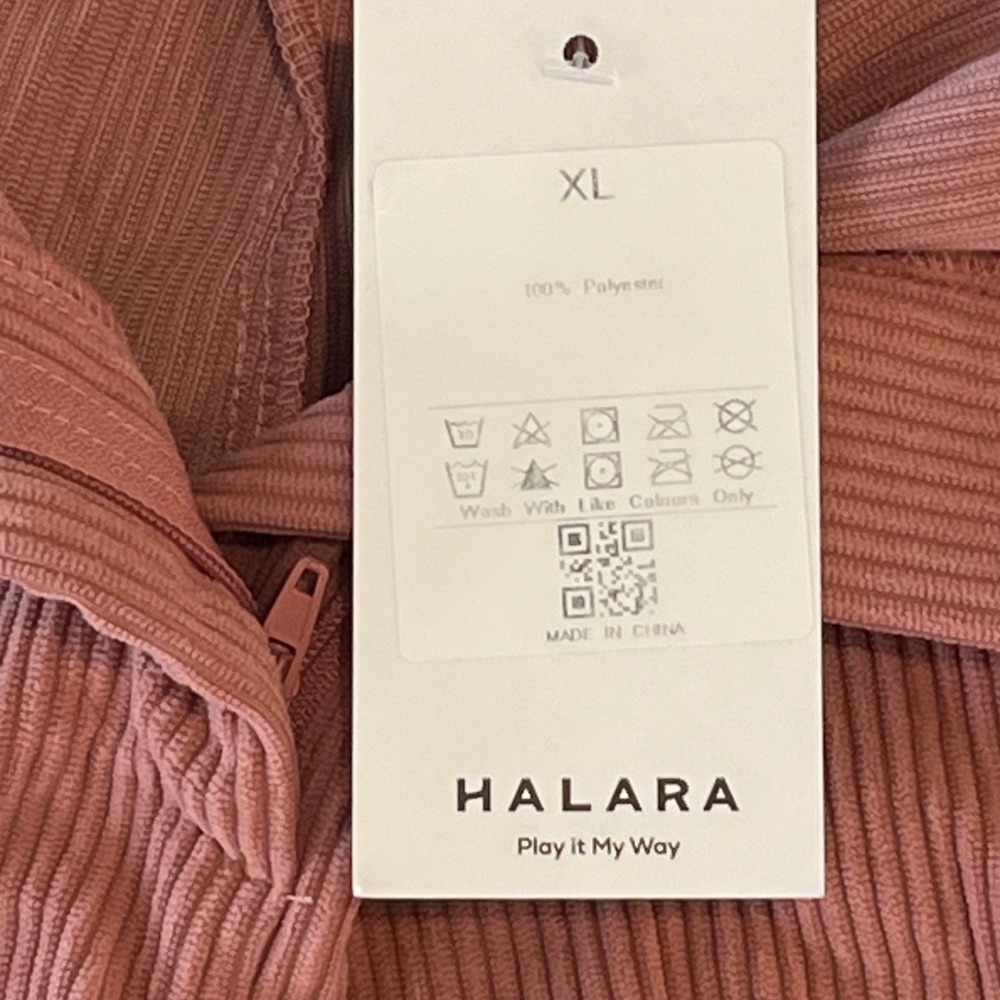 NWT Halara Corduroy Casual Pants Womens XL Pink Mid Rise Zipper Pocket - Picture 9 of 11